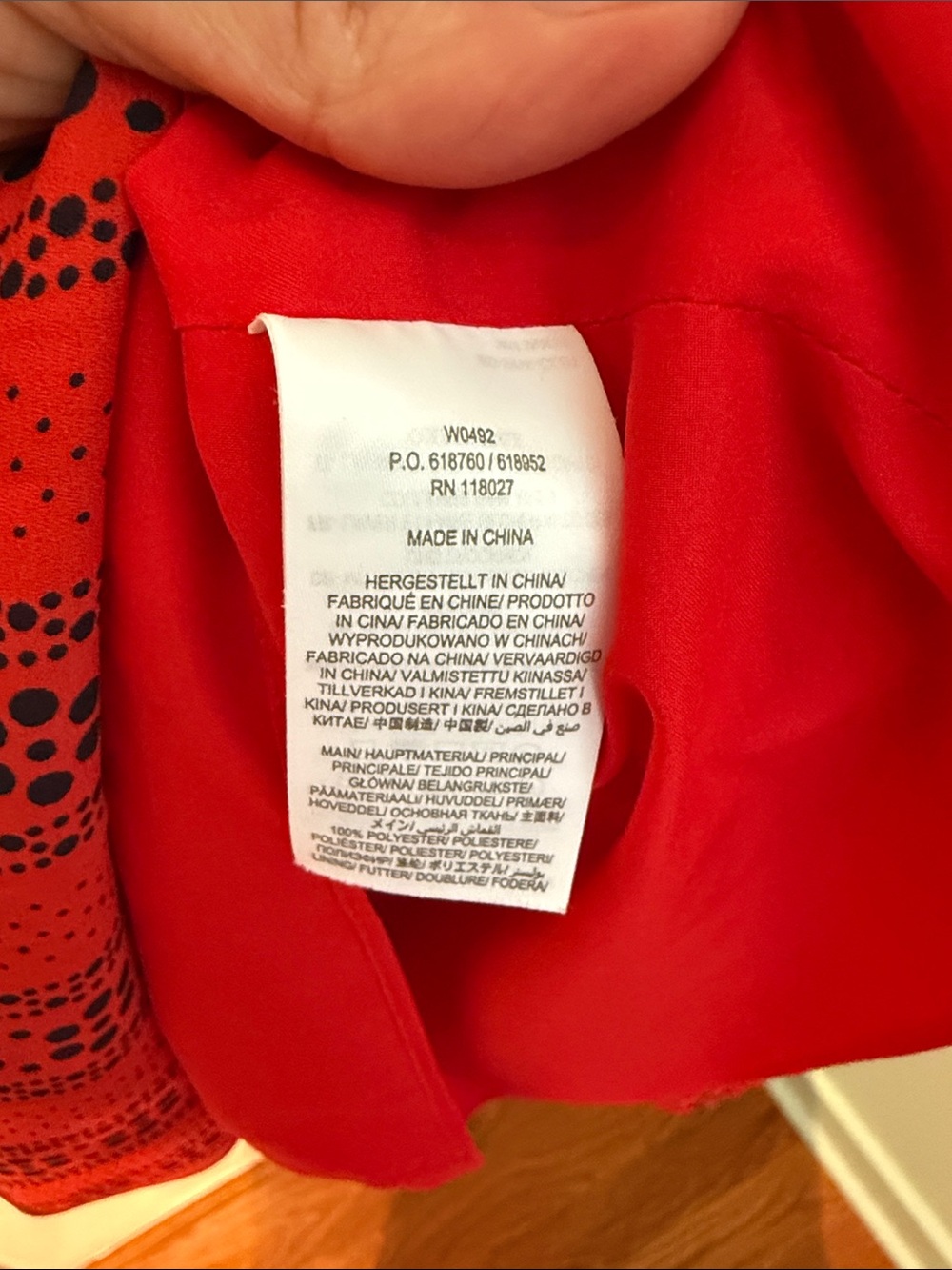 Boden Red Long Sleeve Polka Dot Shirt Dress (8R) - Picture 3 of 10